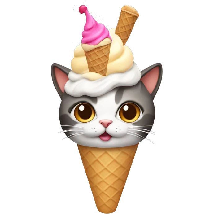 Cat wearing an ice cream hat  emoji