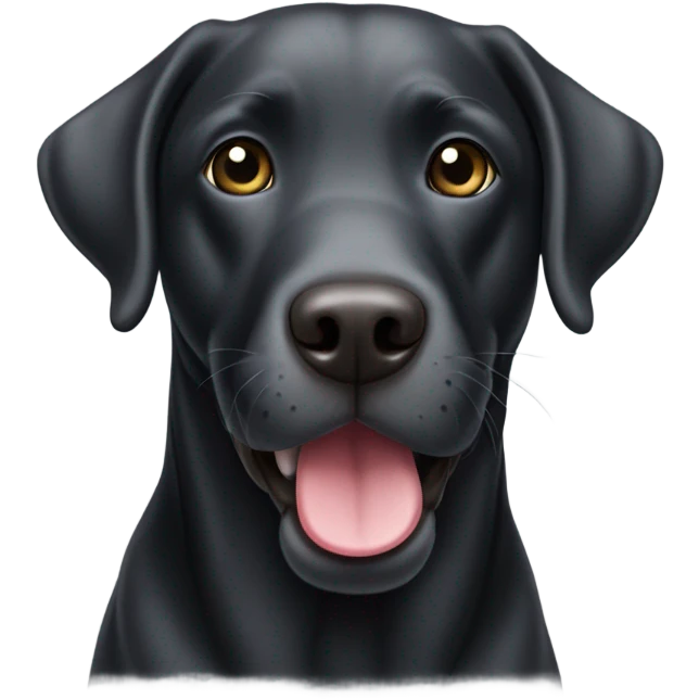 Black lab with gray face tongue out emoji