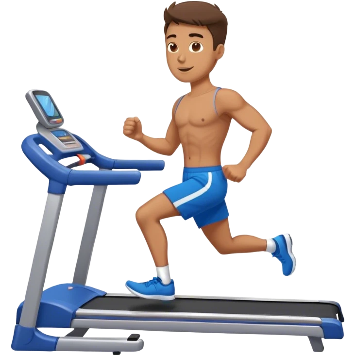 fit guy in blue shorts Treadmill emoji