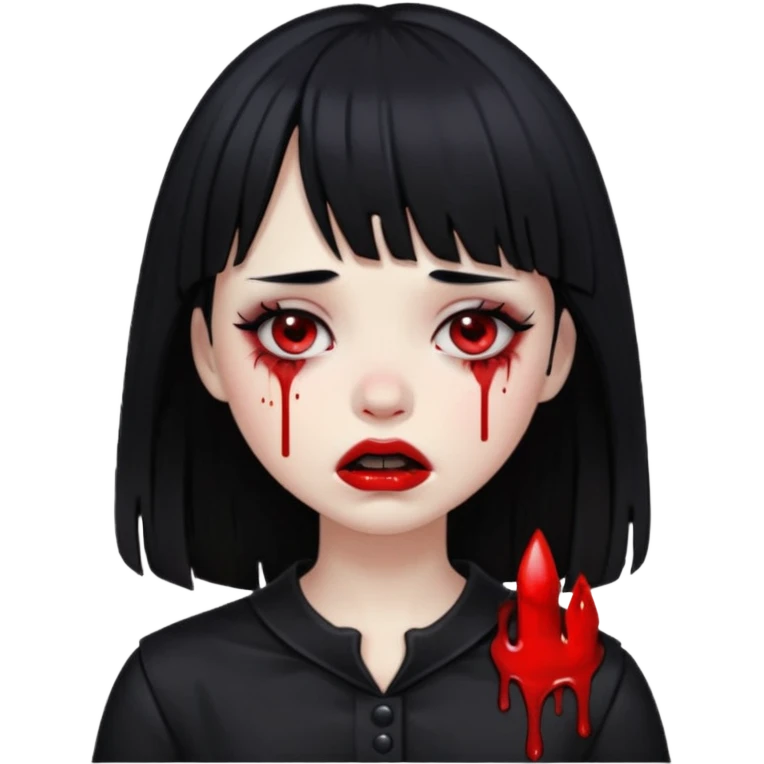 Gótica sem maquiagem de franjinha chorando noite sangrando  emoji