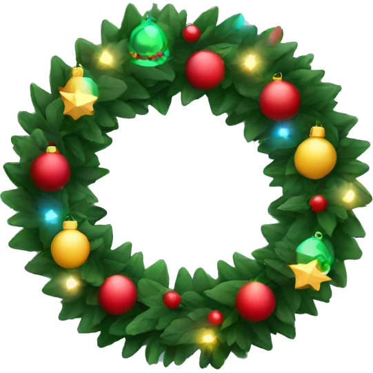 Christmas wreath with color lights emoji
