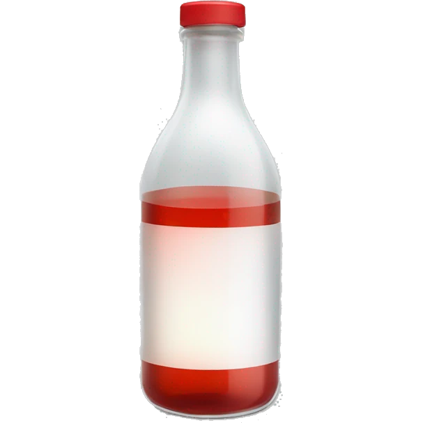 glass bottle with red lit and white liquid inside emoji