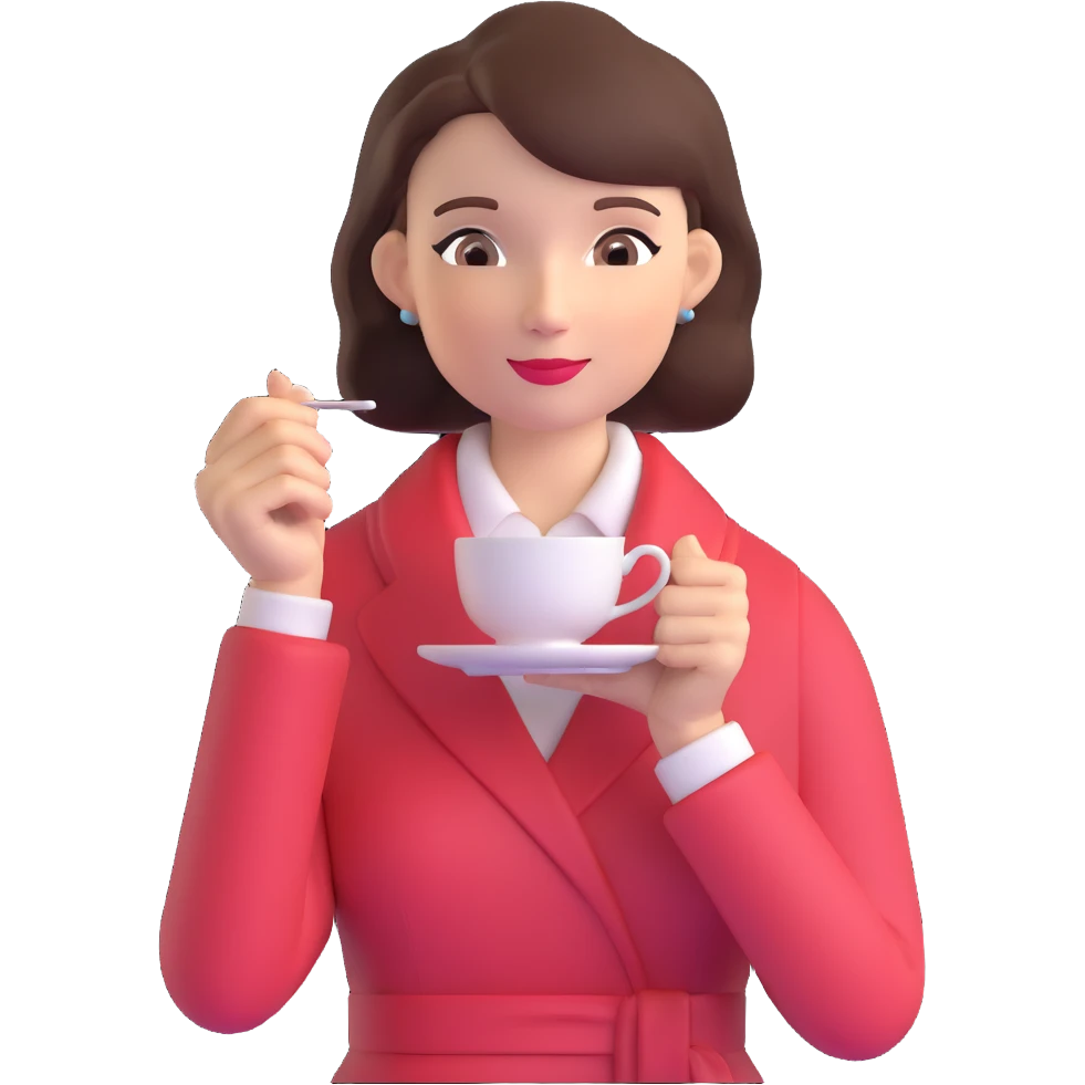 Sophisticated British woman holding teacup in one hand with perfect posture and refined gesture emoji