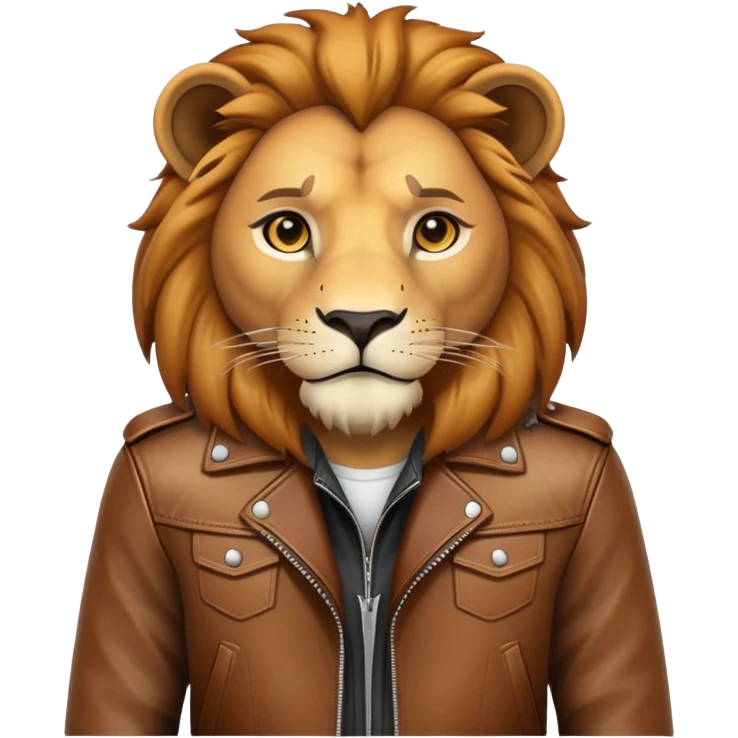 lion in a leather jacket, standing confidently emoji