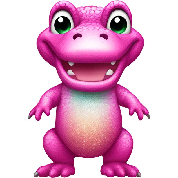 Pink ombre full body gator with glitter emoji