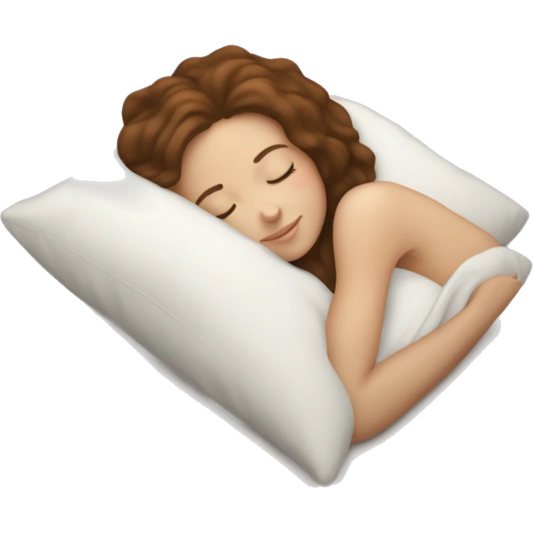 White Girl with Brown hair sleeping on a pillow emoji