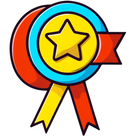 Achievement badge with star and ribbon emoji
