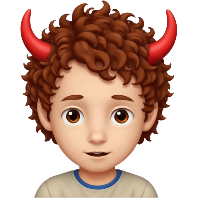 curly hair boy kid with small red horns emoji