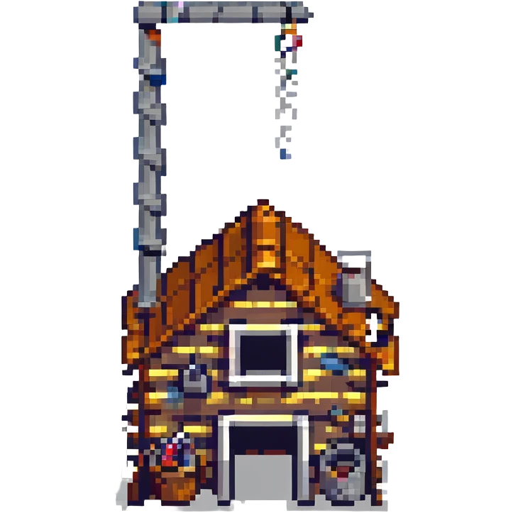 house under construction, pixel art, scaffolding and tools emoji