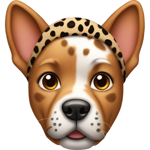 Dog wearing leopard ear headband emoji