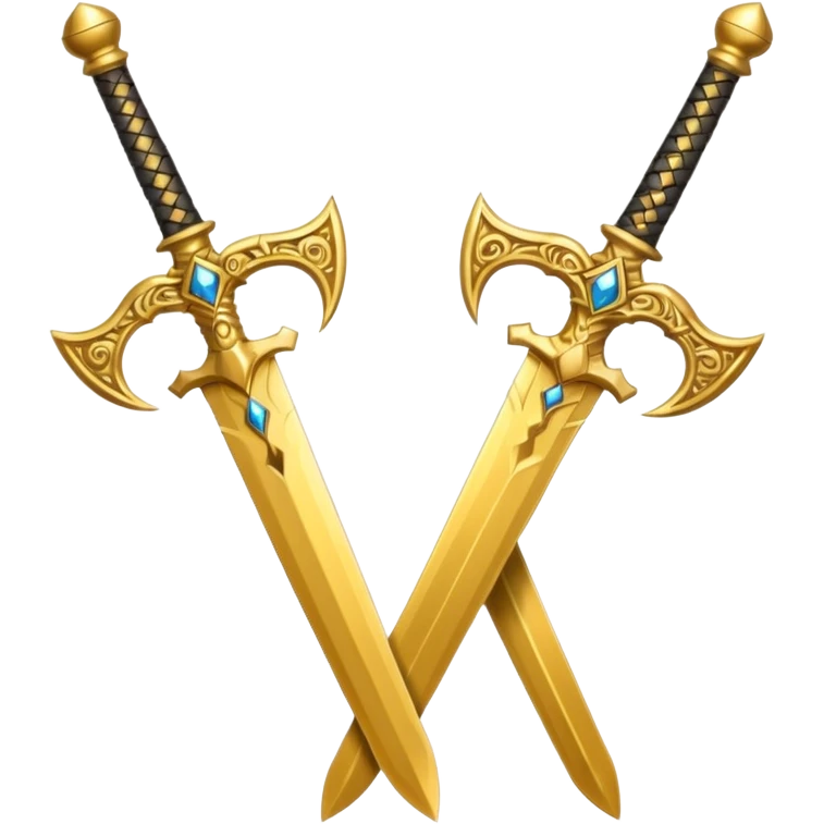 Two Golden royal swords with gold blades and gold handel emoji