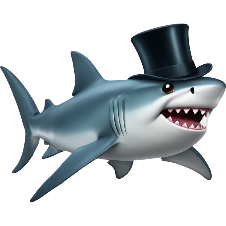 Shark with a top hat emoji