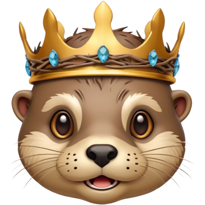 really cute confused otter face with wood christian Crown of thorns, emoji style emoji