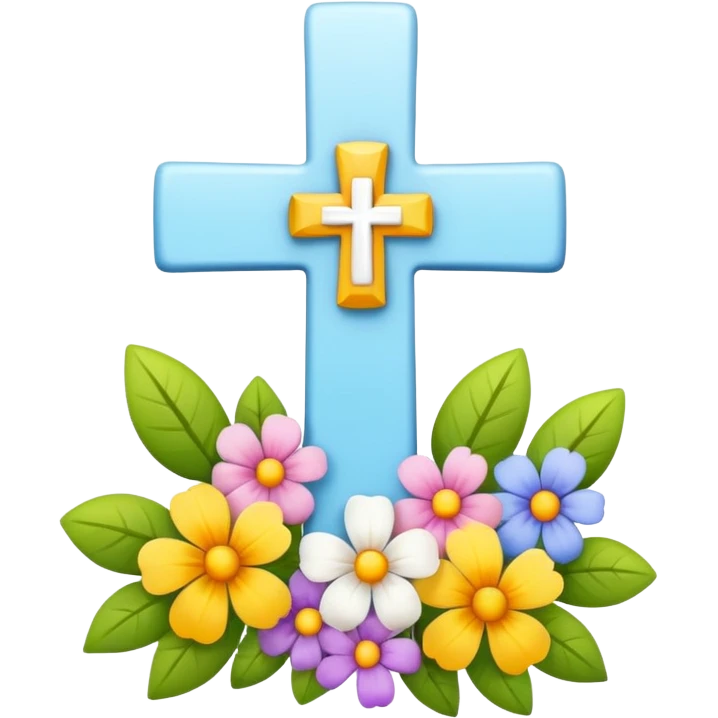 Cute Christian cross with flowers on it emoji
