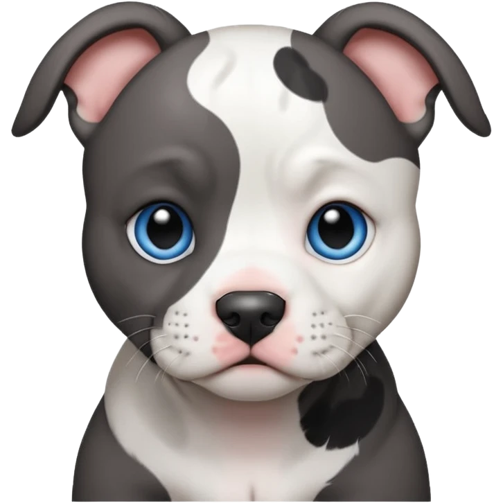 Black and a little white blue eyed pit bull puppy emoji