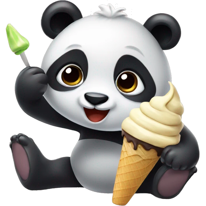 Panda eating ice cream emoji