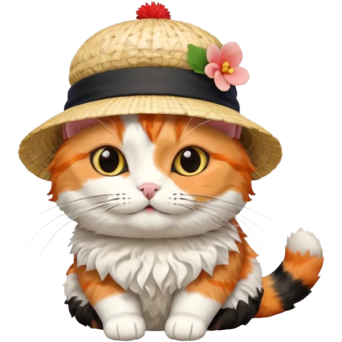 cat wearing a hat made out of sushi emoji