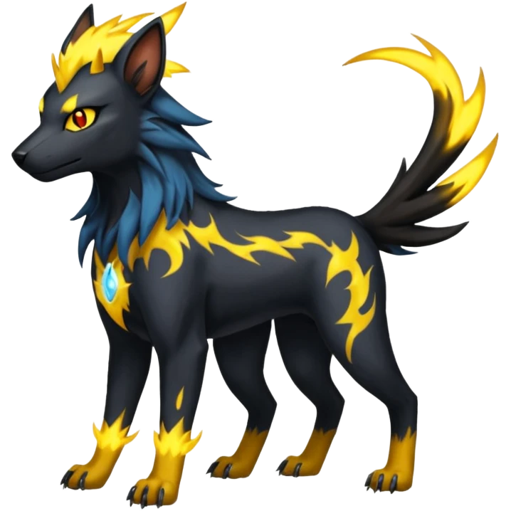 Manectric-Houndoom-Luxray-Bobcat-Fakémon-fusion-animal-creature, full body  emoji
