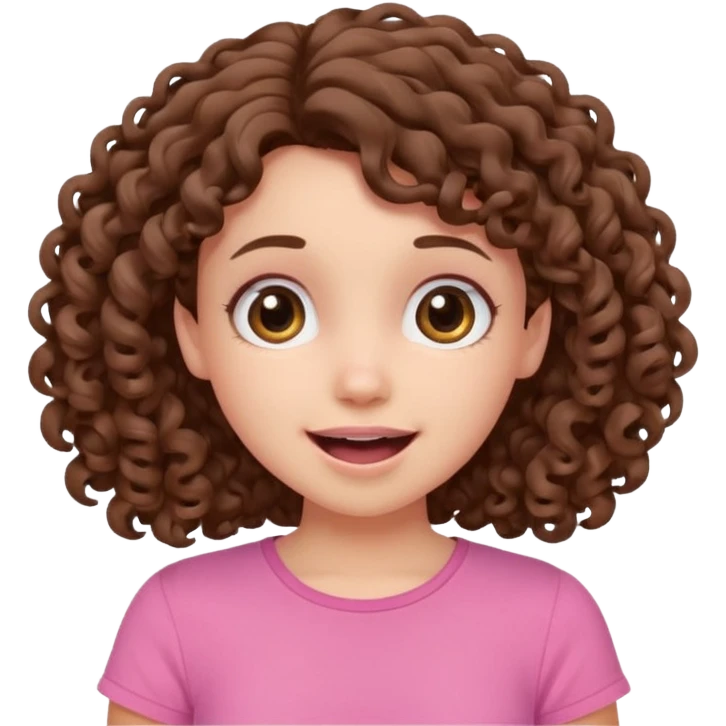 fun cute loud popular pretty girl modest curly brown hair pink top excited emoji