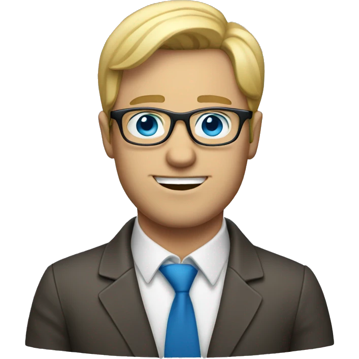 dirty blond hair man with blue eyes and eyeglasses emoji