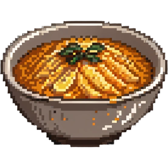 bowl of orange rice, pixel style emoji