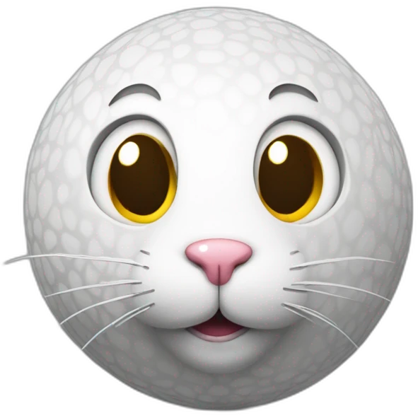 3d sphere with a cartoon Rabbit skin texture with big thoughtful eyes emoji