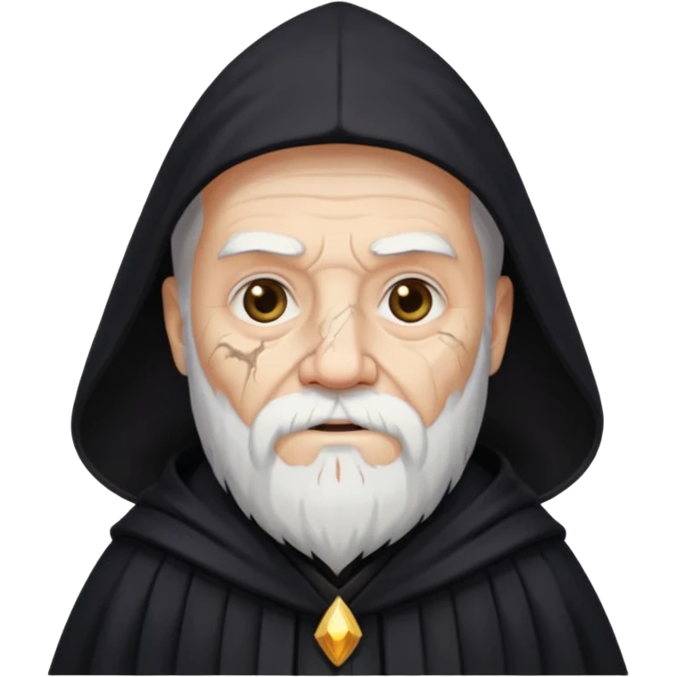 old wizard with black robe and cracked skin emoji