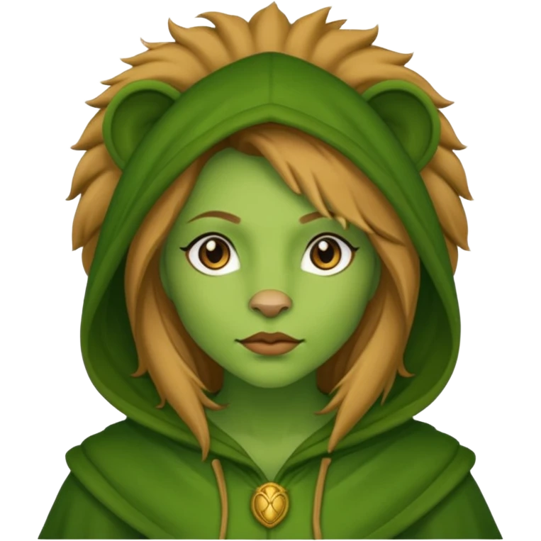 green Hooded lion woman emoji