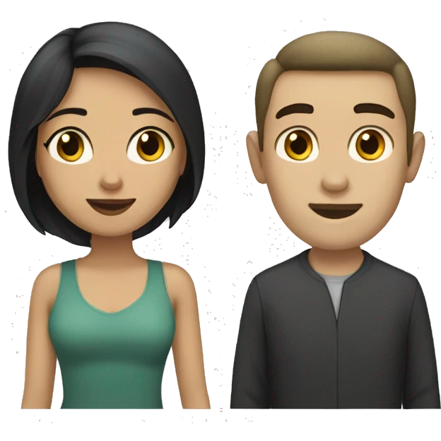 Dark hair olive skin woman and dark hair pale skin man emoji