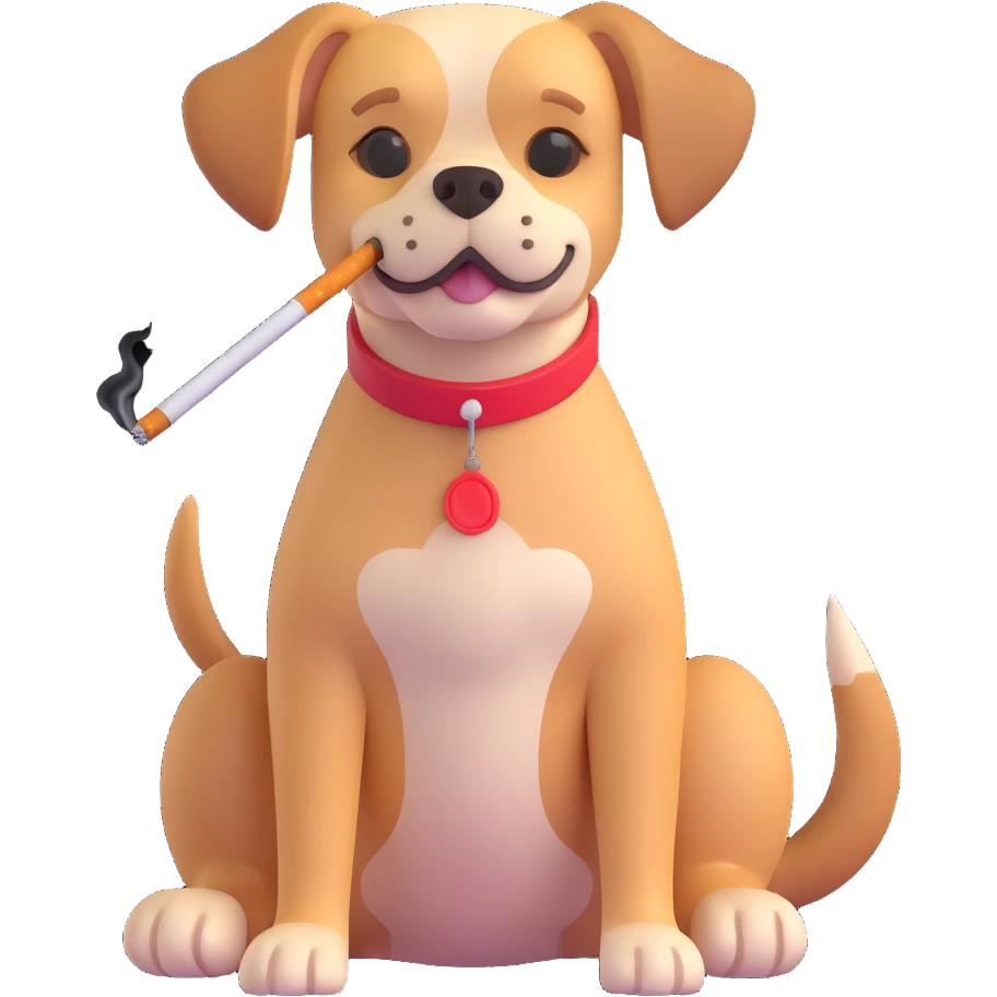 un chien avec une cigarette emoji