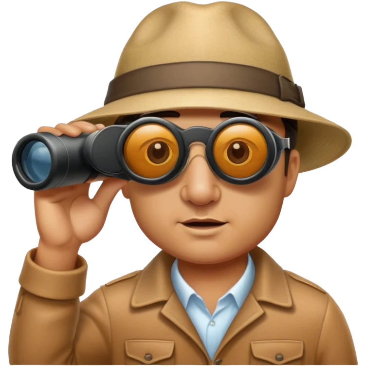 A man watching a hog through binoculars emoji