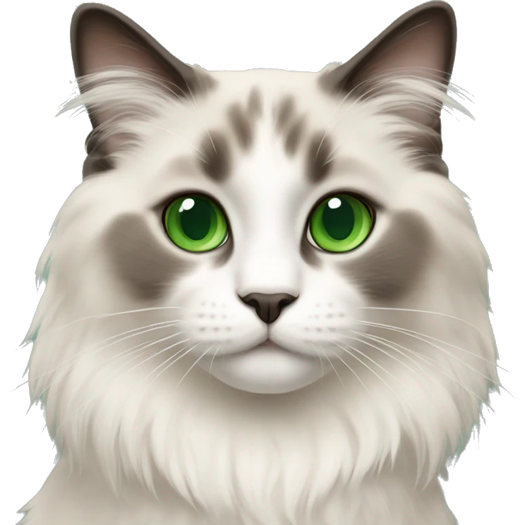 Ragdoll cat with green eyes emoji