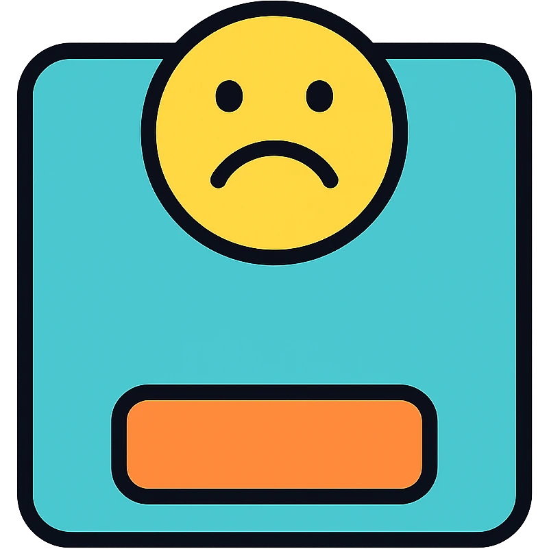 colorful icon of a bathroom scale with a frowning emoji on the screen emoji