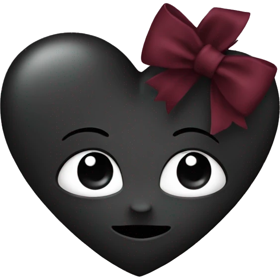 black heart with burgundy bow emoji