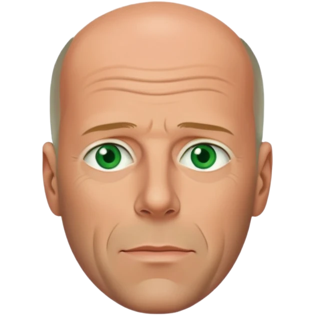 Bruce Willis with green eyes emoji