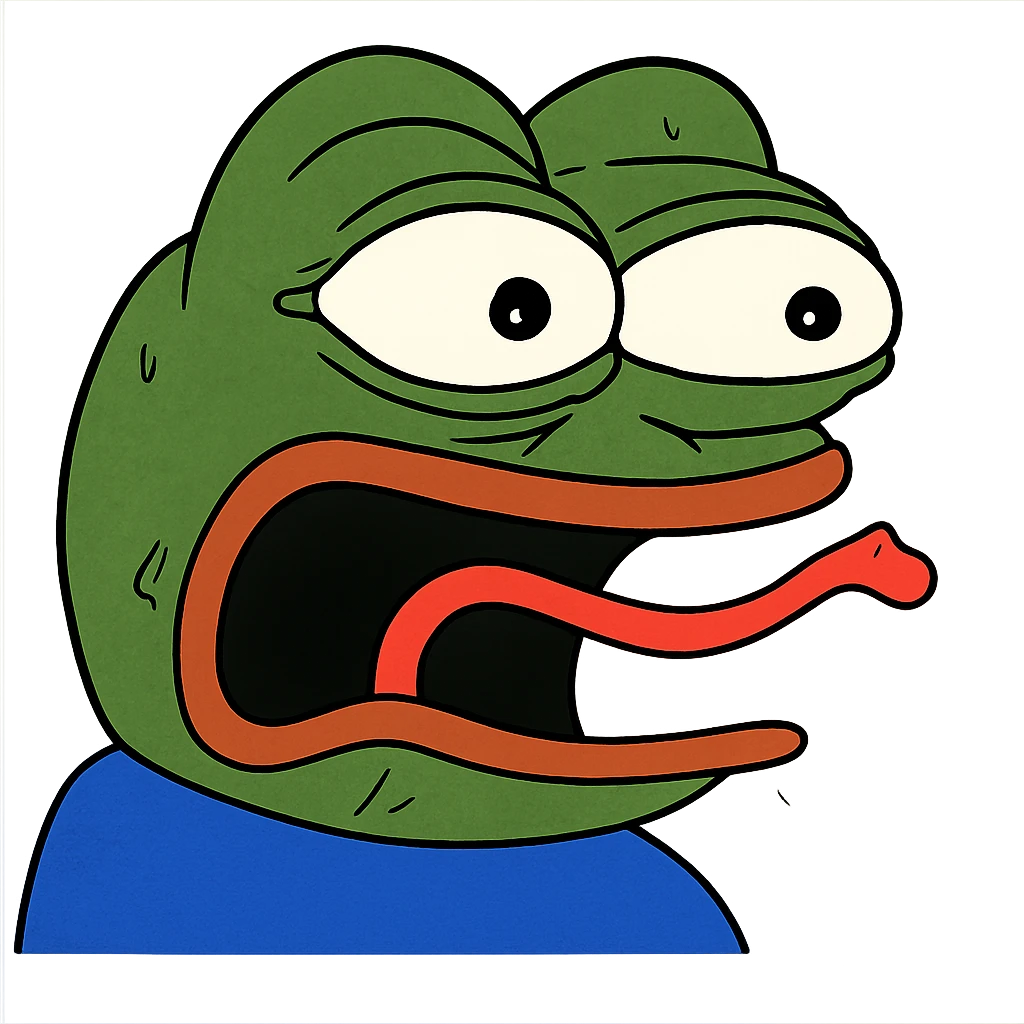 shocked Пэпэ meme with exaggerated facial features emoji