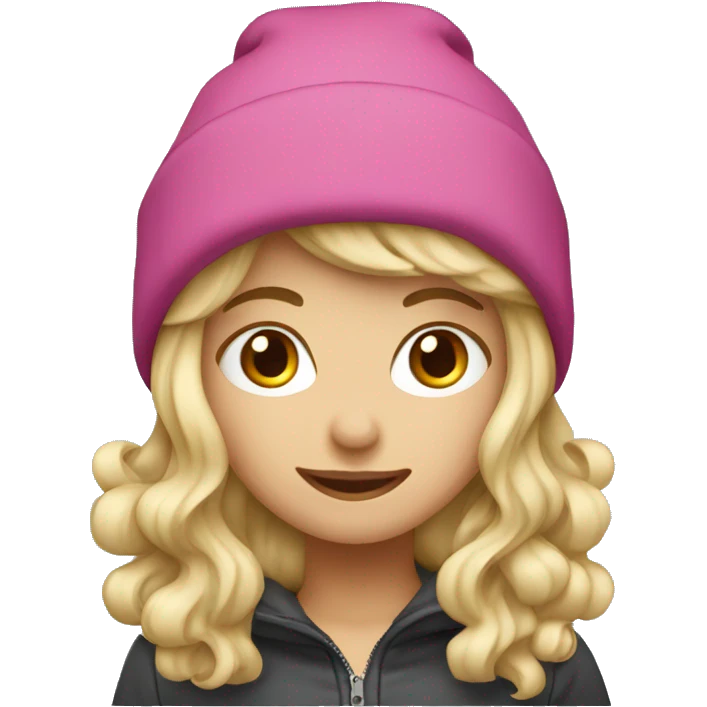 Wavy long blonde haired girl wearing a ski hat emoji