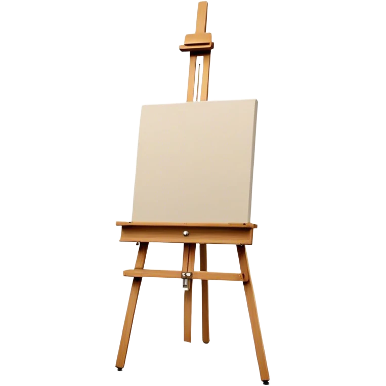 Cinematic Realistic image of a pristine canvas mounted on a sturdy wooden easel, with the canvas’ smooth surface and the easel’s detailed grain rendered in soft natural light, evoking a quiet moment of creative anticipation emoji