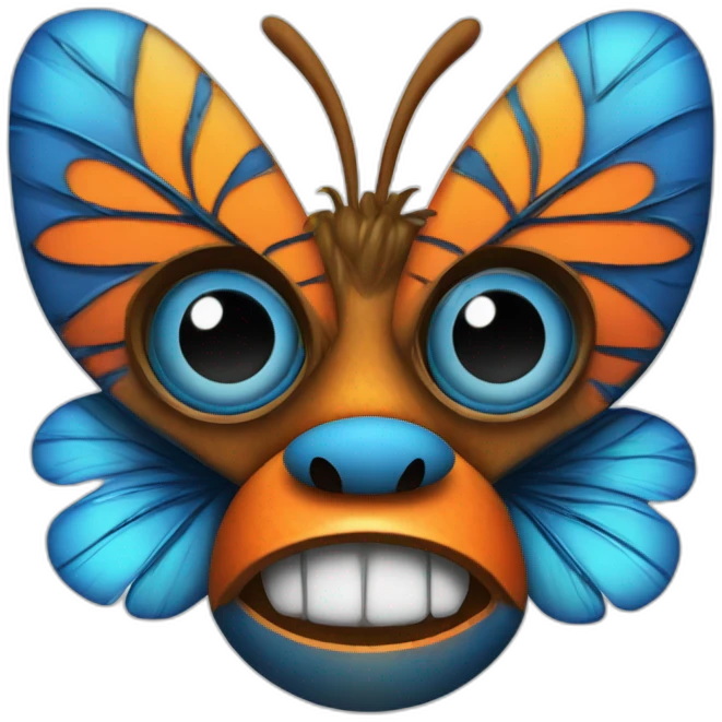 Tiki with colors blue and orange-butterfly-tornado-fun-love-eyelasch emoji