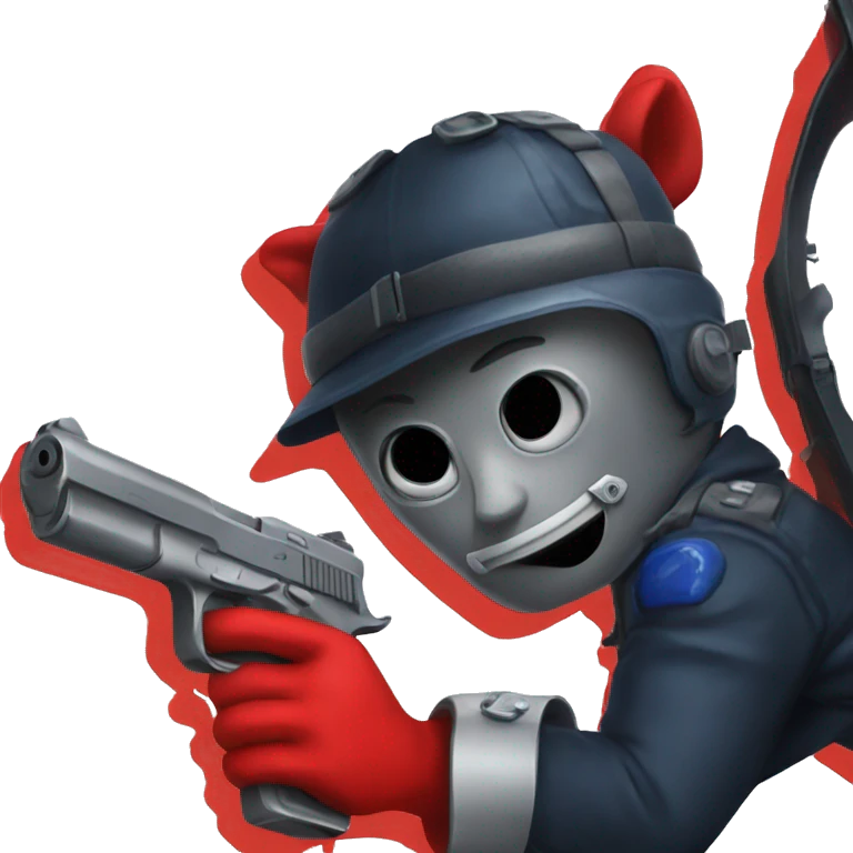 red gloves gun boy mask emoji