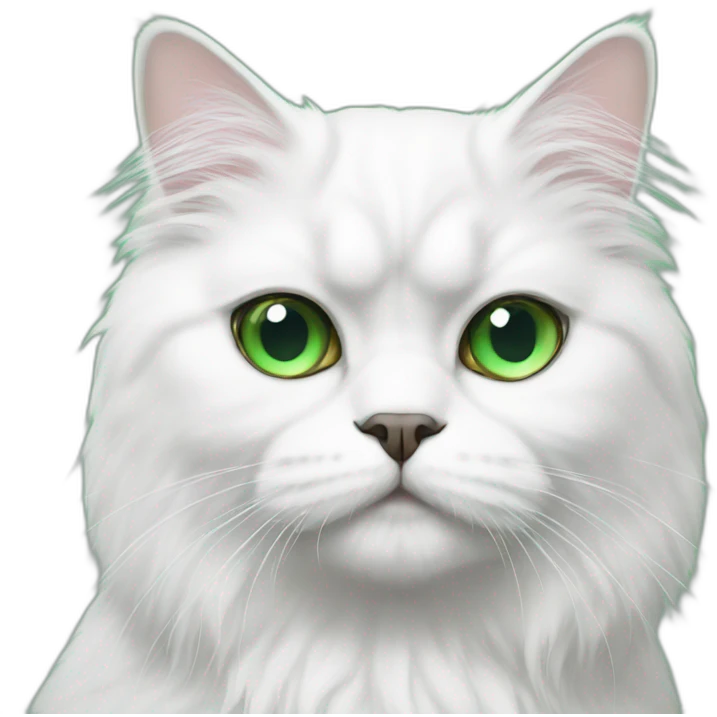 white persian cat with green eyes emoji