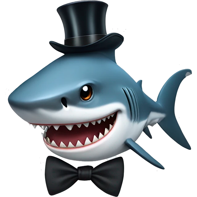 Shark with tophat emoji