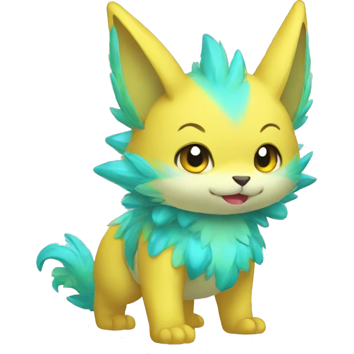 Cute cool shiny colorful animal hybrid Fakemon full body emoji