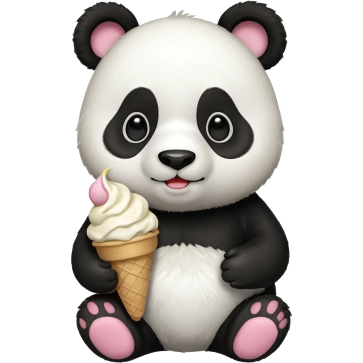 Panda with bag and ice cream emoji