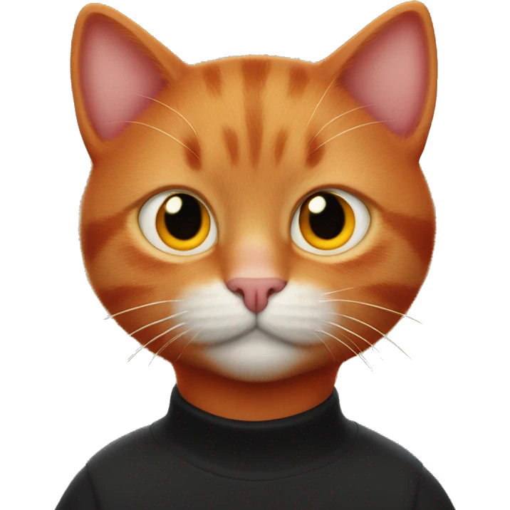 Red cat wirg orange eyes wearing black AirPods Max emoji