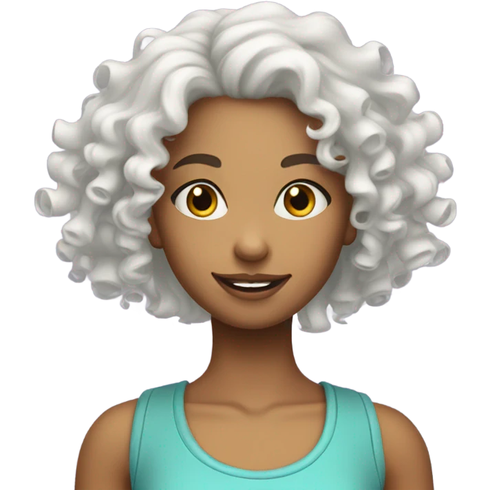 girl white curly hair roller skating emoji