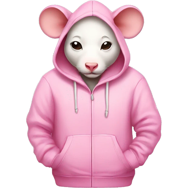 A lazy sleepy mouse in a pink cow hoodie emoji