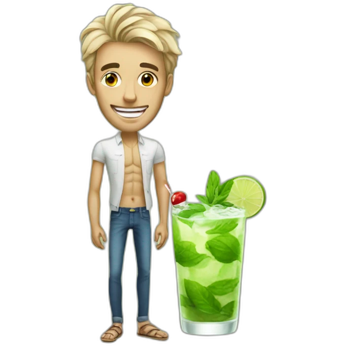 Skinny Man with mojito emoji
