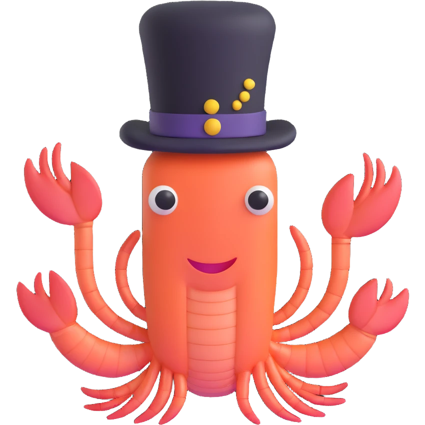 shrimp wearing a top hat emoji