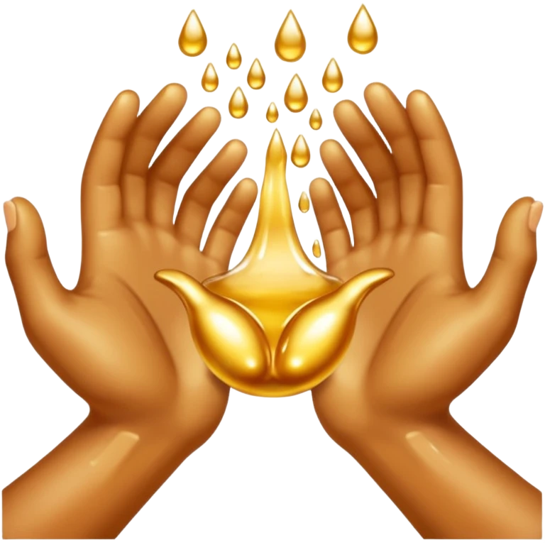 Golden liquid around the enjoying hands emoji